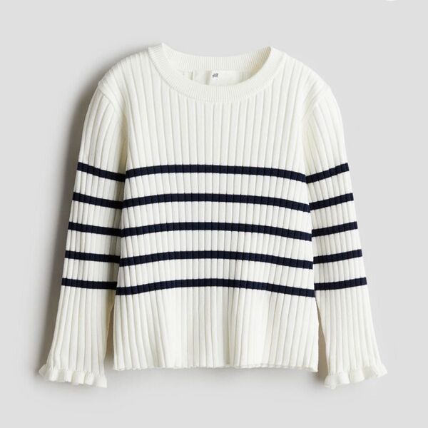 【新品】H&M ニット ホワイト ボーダー 135/140cm