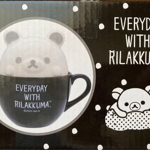 陶器製 RILAKKUMA リラックマモノクロリラックマ ラテアート風 ふた付き マグカップ