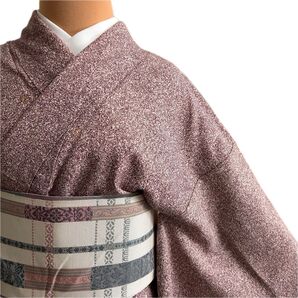 【C458】着物 小紋 袷 紫 正絹 対象身長~161㎝ 送料無料c