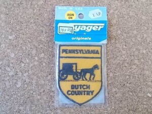 80s ペンシルベニア ダッチカントリーDUTCH COUNTRYスーベニア刺繍ワッペン/土産Voyager旅行patchesパッチ馬車うま馬