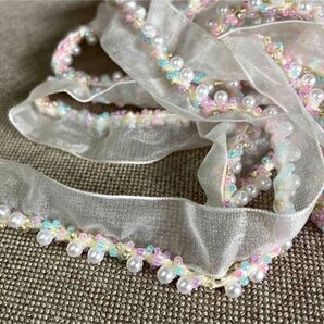 シェルカラービーズオーガンジーribbon