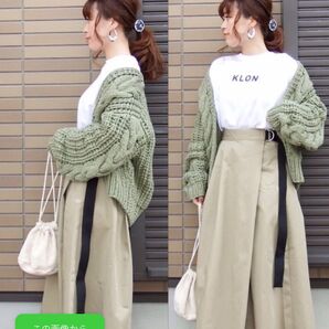 ECLIN ハイドローゲージボレロ ニット カーディガン セーター グリーン ケーブル ケーブルニット