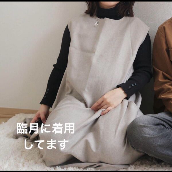 リネン風フレンチスリーブロングワンピース