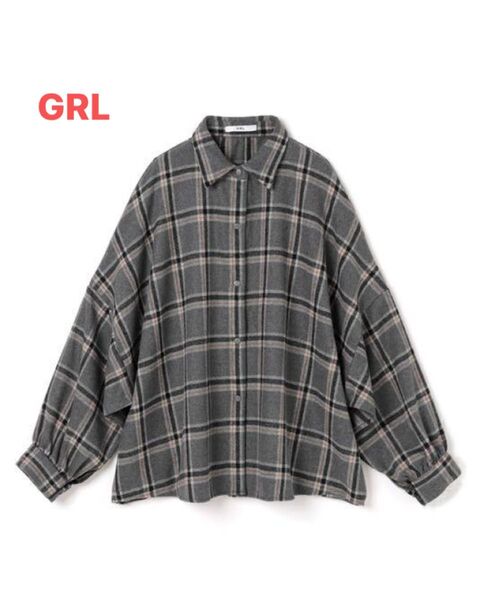 GRL グレイル オーバー チェック ネルシャツ グレー