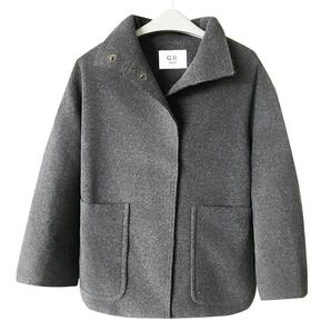 ウール調 ノーカラーコート ステンカラーコート コート ピーコート 体型カバー ラシャコート レディース メンズ ショートコート グレー