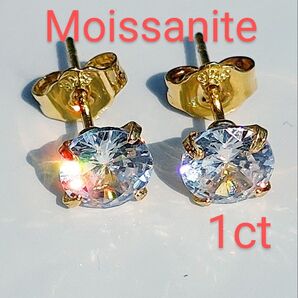 1ct モアサナイト 人工ダイヤモンド ピアス 18kゴールド あ44