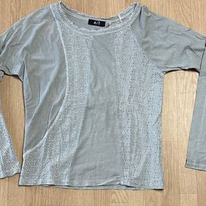 アツロウタヤマ A/T グレーグリーン tシャツ 透け感 長袖