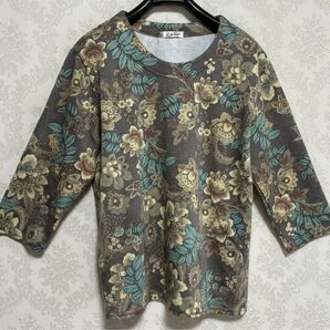 トップス 花柄 カットソー Tシャツ ニットTシャツチュニック