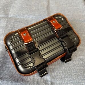 耐衝撃カメラポーチ ABS樹脂製コンパクトハードケース 本革使用拡張化粧カスタム 緩衝材ミシン目スポンジ付属