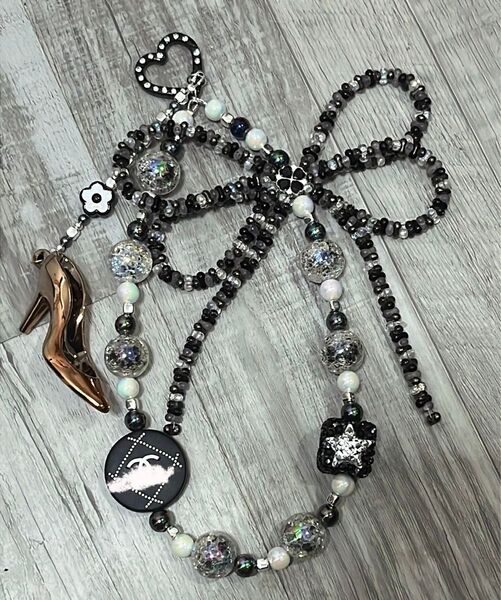 ハンドメイド ストラップ ハイヒール チャーム ロゴ ピーナッツ 合金