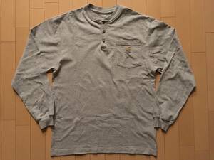 carhartt K128 HGY WORKWEAR LONG-SLEEVE HENLEY T-SHIRT S USED カーハート ヘンリーネック ポケット ロンT 長袖