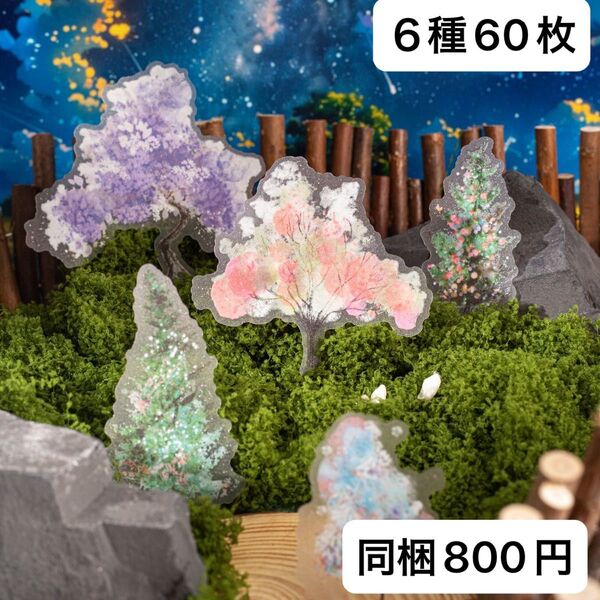 新品 星河の森林シリーズ PETステッカー シール 6種 60枚セット