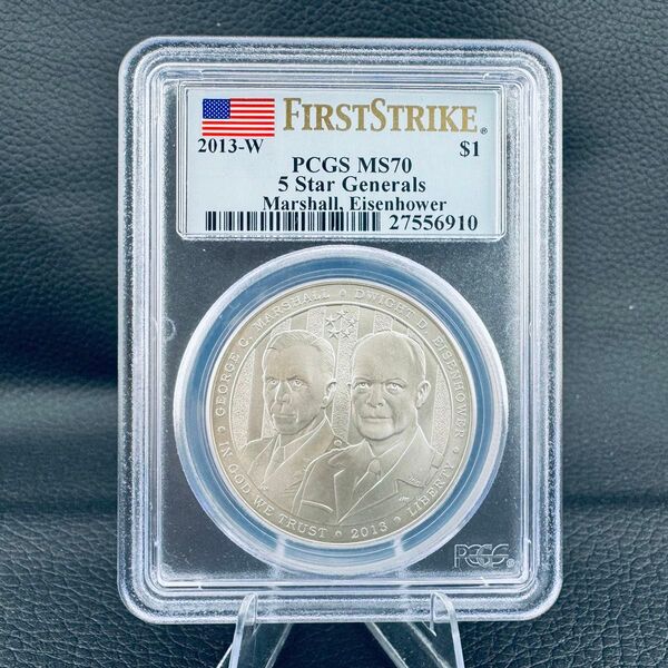 銀貨 米国 ファイブスター将軍 2013年 PCGS MS70 最高鑑定 FS 金ラベル