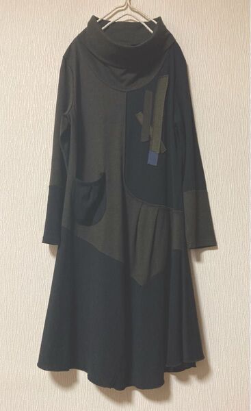 FORTE オフタートル 切り替えデザイン チュニック ワンピース