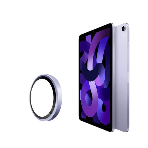 【値下げ!】iPad mini6 レンズ保護カバー アルミニウム合金+強化ガラス製 (パープル)
