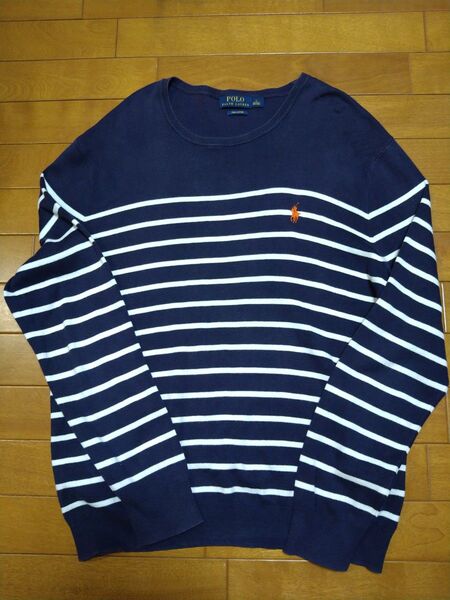 ラルフローレン RALPH LAUREN ピマコットンセーター ボーダー ネイビー L