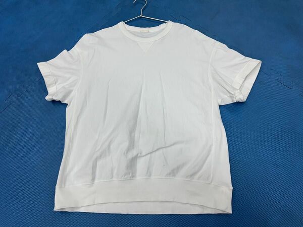 2枚セット!GUオーバーサイズスウェットTシャツ白Lサイズ袖加工済み
