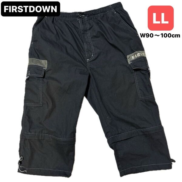 【SALE】FIRST DOWN カーゴハーフパンツ メンズ LLサイズ ブラック系 アウトドア