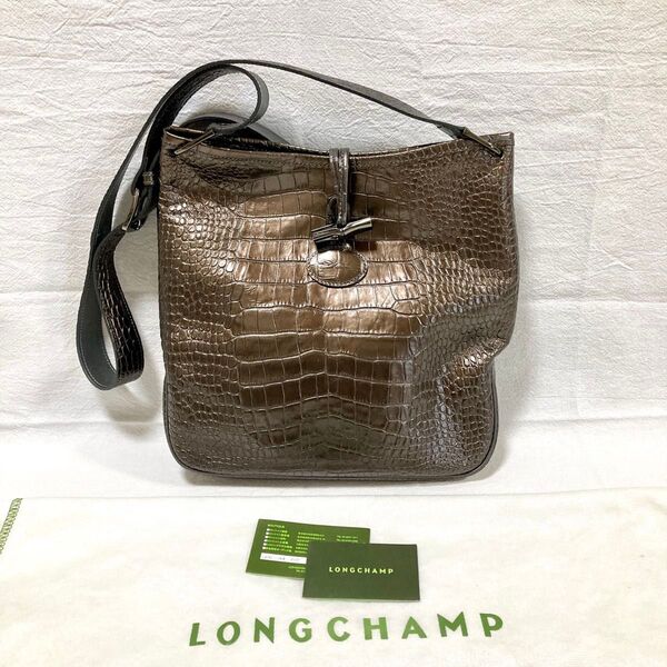 Longchamp ロンシャン ショルダーバッグ クロコ型押し 斜め掛け ロゾ 正規品