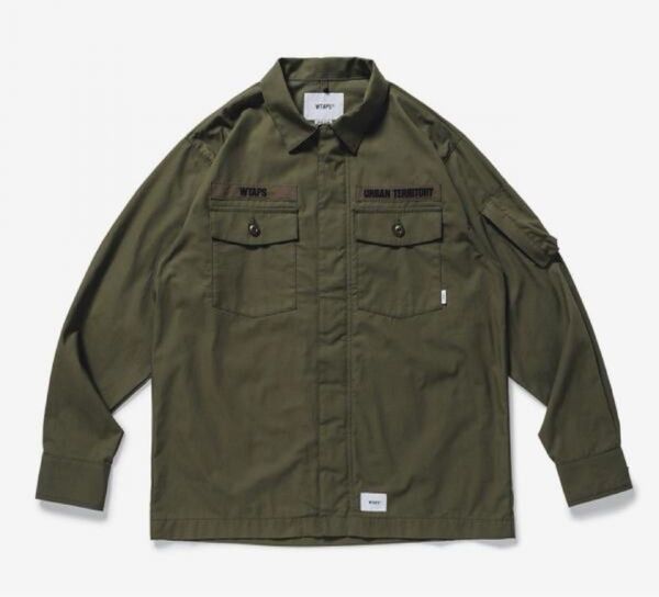 新品 WTAPS 21SS FLYERS /LS / COTTON. SATIN オリーブ 01 SMALL