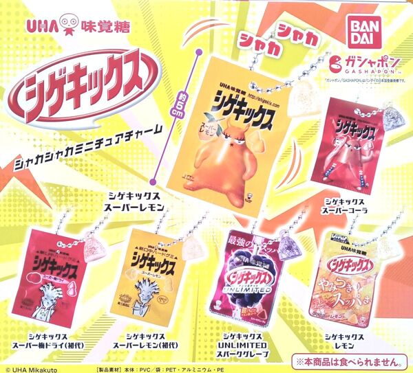 UHA味覚糖 シゲキックス シャカシャカ ミニチュアチャーム 全6種 ガチャ ミニチュア