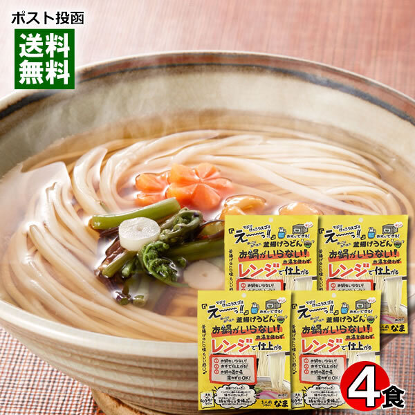 本田商店 お鍋を使わない レンジで仕上がる 釜揚げうどん 4人前 詰め合わせセット 国産小麦使用 生麺 つゆ付き 保存料不使用 簡単料理