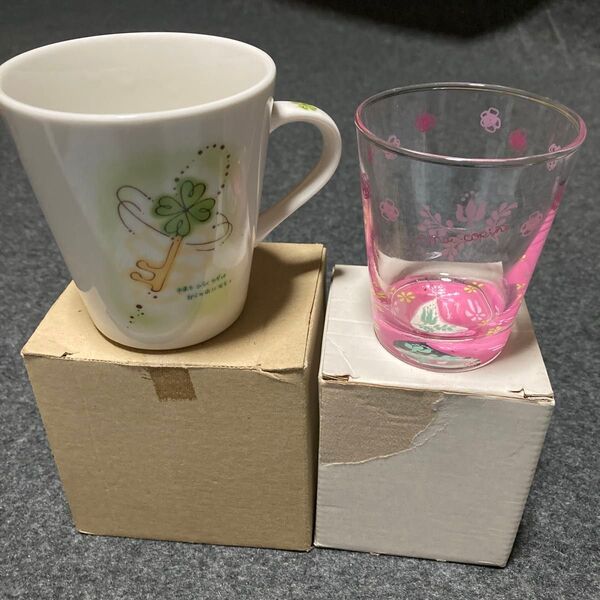 マグカップ 四つ葉のクローバー 鍵とグラス のセット