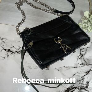 Rebecca minkoff ブラック レザー ショルダーバッグ 斜め掛け チェーン ショルダー