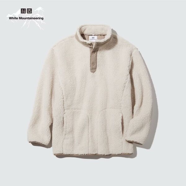 UNIQLO ユニクロ フリースオーバーサイズプルオーバー(長袖) ナチュラル L ホワイトマウンテニアリング