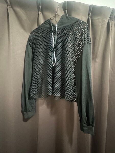 SHEIN トップス パーカー シースルー ブラック