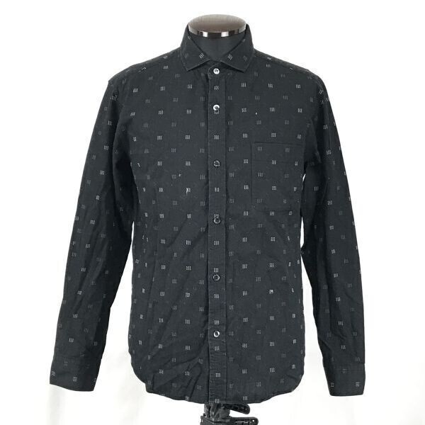 コムサイズム/COMME CA ISM★長袖シャツ【Mens size -M/黒/black/総柄】Tops/Shirts◆BG940