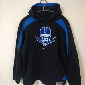 ナイキ NIKE パーカー メンズM〜L ロゴ入り フットボールワッペン前面 青ライン入