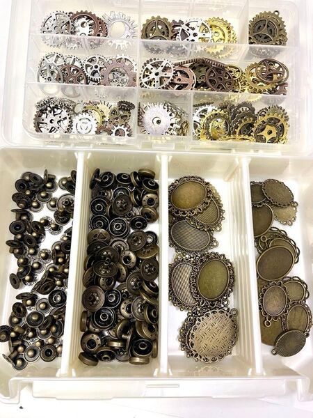 金属製 ボタン ギアパーツ メタル パーツ チャーム セット