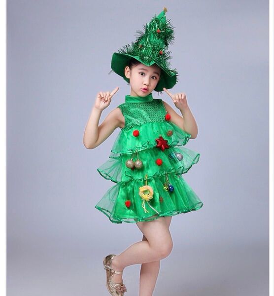 子供 キッズクリスマスツリードレスコスプレ 衣装 ワンピース クリスマスツリー 110