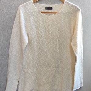 ミッシェルクラン オム ロングスリーブ ニット 綿混合 Uネック アイボリー