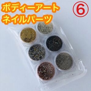 ⑥ ラメパウダー ネイルパーツ グリッター 新品 文化祭 メイク ハロウィン 工作 クリスマス 仮装 特殊メイク 成人式 結婚式