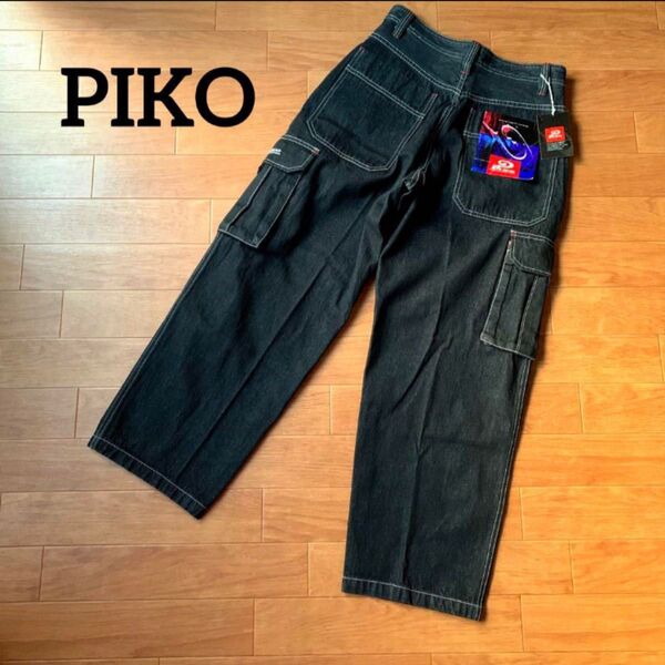 新品タグ付き 90s PIKO バギーパンツ ワイドデニムカーゴパンツ y2k