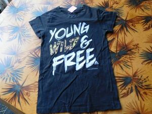 T-shits Tシャツ Rno163 PONY TAIL M(10/12)GIRL YOUNG WILD&FREE 黒 米軍基地上着 古着　used AIRFORCE