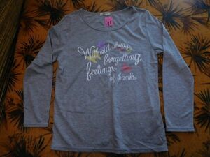 T-shits Tシャツno71 グレー女LL sunny picnic without always forgetting feeling of thanksB93-101 H152-162 米軍基地上着 古着　used