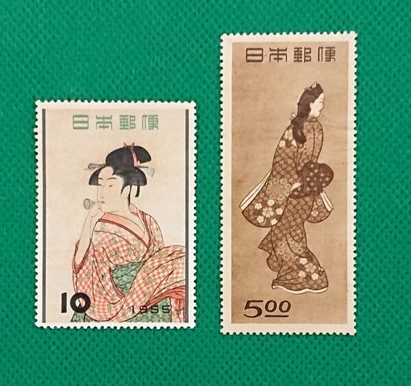 激安!収集品整理のため格安出品/見返り美人(糊落品)/ビードロを吹く娘(シミ有/糊艶良好)/カタログ価格16,500円/№43