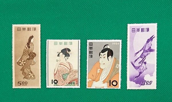 稀な最高品質!極上美品!見返り美人/月に雁/ビードロ/写楽/NH/VF/OG/糊艶良好/趣味週間/カタ価41,500円/№45