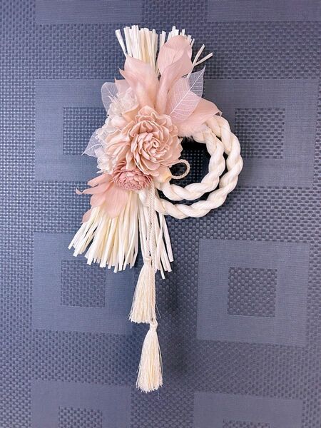 ハンドメイド しめ飾り 正月飾り しめ縄リース お正月 しめ縄 カントリー雑貨 ドライフラワー