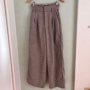 moussyフリーサイズ ワイドパンツ パンツ チェック柄 ワイド カジュアル
