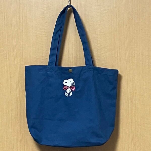 【新品タグ付き】 スヌーピー トートバッグ ピーナッツ PEANUTS 青 ピンク 刺繍 ミニトートバッグ SNOOPY リボン