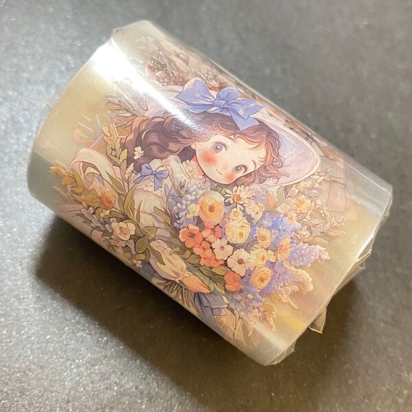 【12】海外マスキングテープ巻売り 亮面PET 可愛い人物 コラージュ 手帳 装飾 レトロ