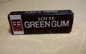  rare Showa Retro that time thing LOTTE GREEN GUM Lotte green chewing gum type eraser USED