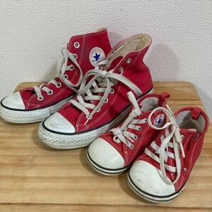 コンバース レディース キッズ スニーカー ペア 赤 ハイカット 23 14