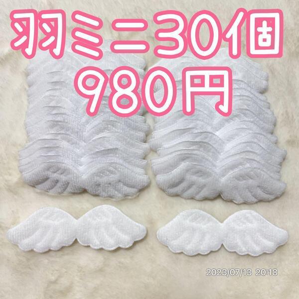 30個 天使の羽ミニ 送料込み 天使のはね 天使の羽根 エンジェル ハンドメイド ぬい服 ぬいぐるみ 着ぐるみ トレカケース