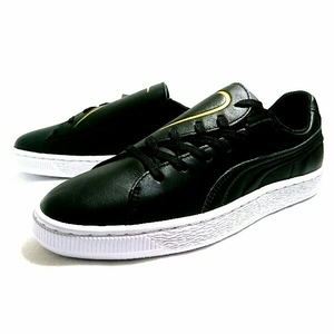 未使用/puma/BASKET CRUSH EMBOSS/プーマ/バスケット/クラッシュ エンボス/本革/ローカット/スニーカー/24.0cm/black