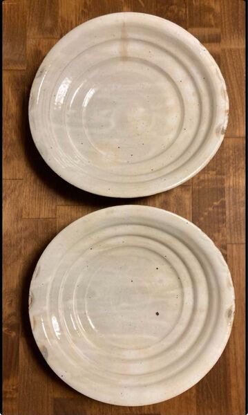 粉引たわみ皿 熊谷雅博 陶芸作家 カレー皿 皿 プレート 2枚 和食器 食器